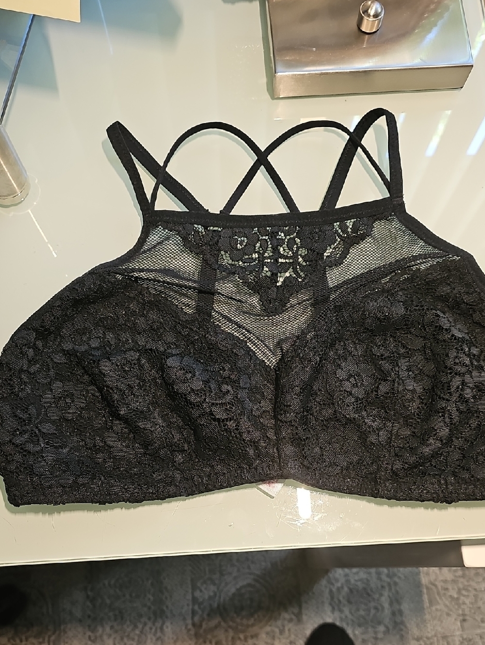 Black Lace Strappy Bralette - Women Intimates